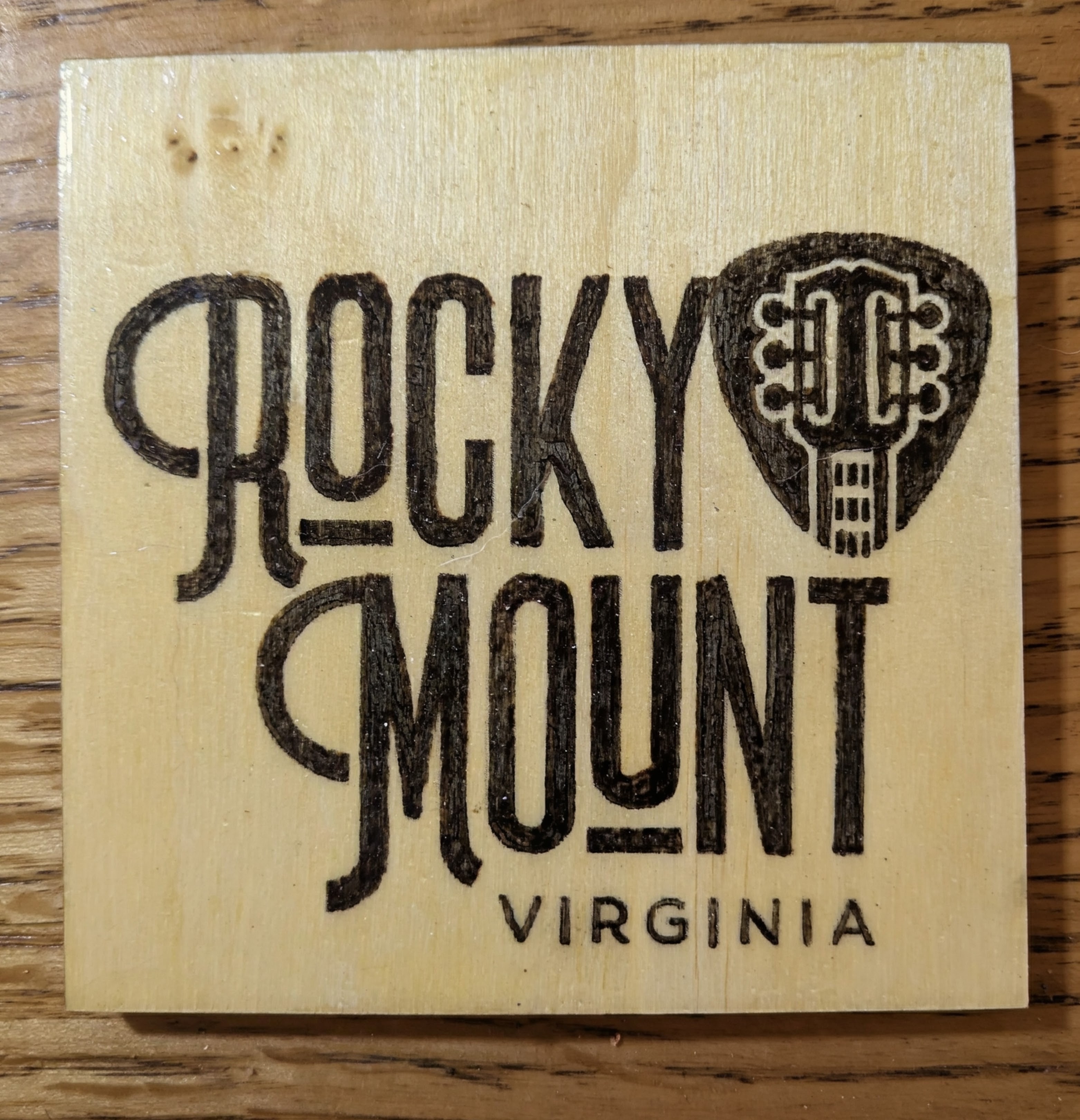 Hand burned Rocky Mount Virginia wooden plaque