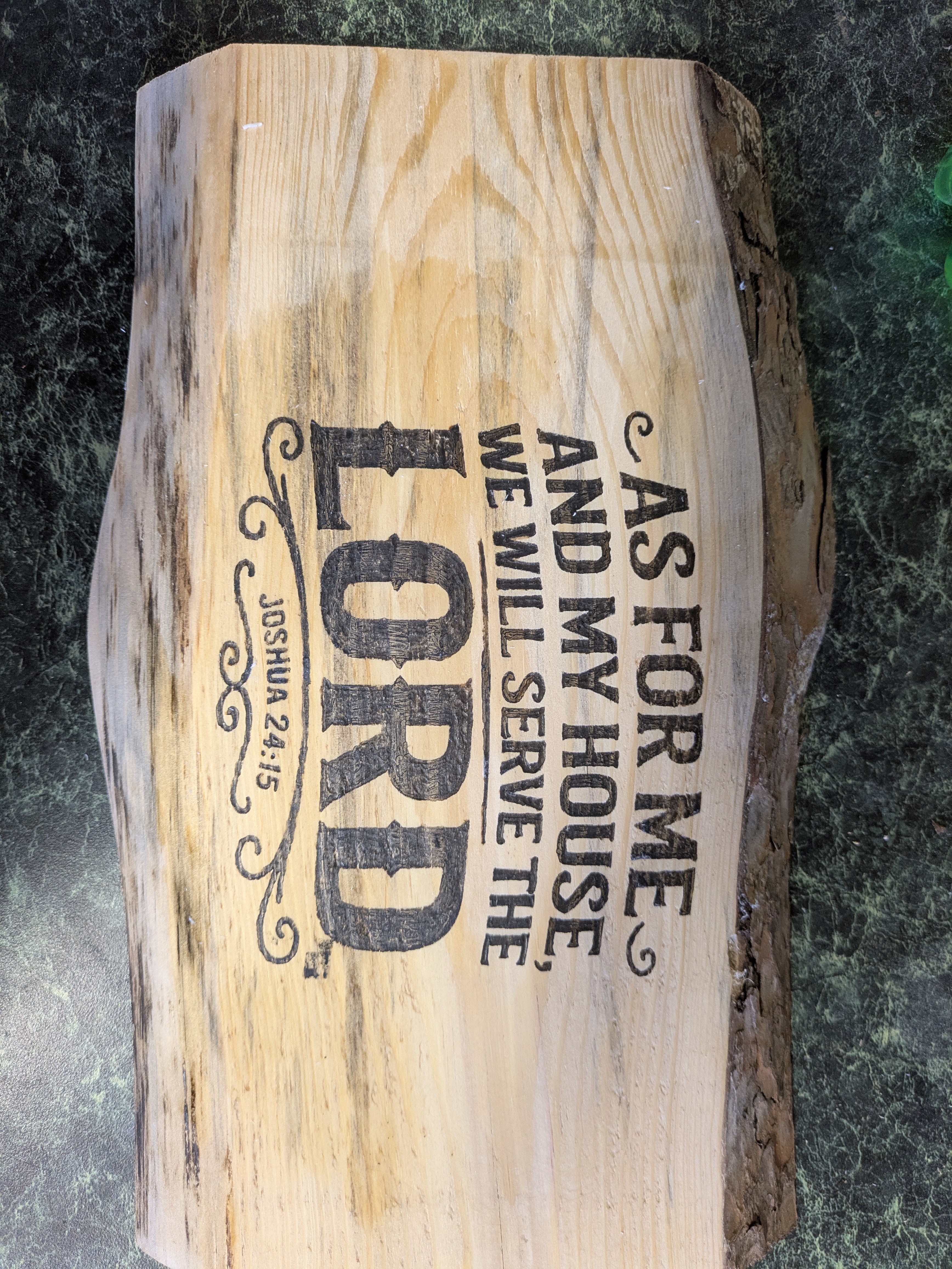Hand burned scripture verse on a wooden tumbler