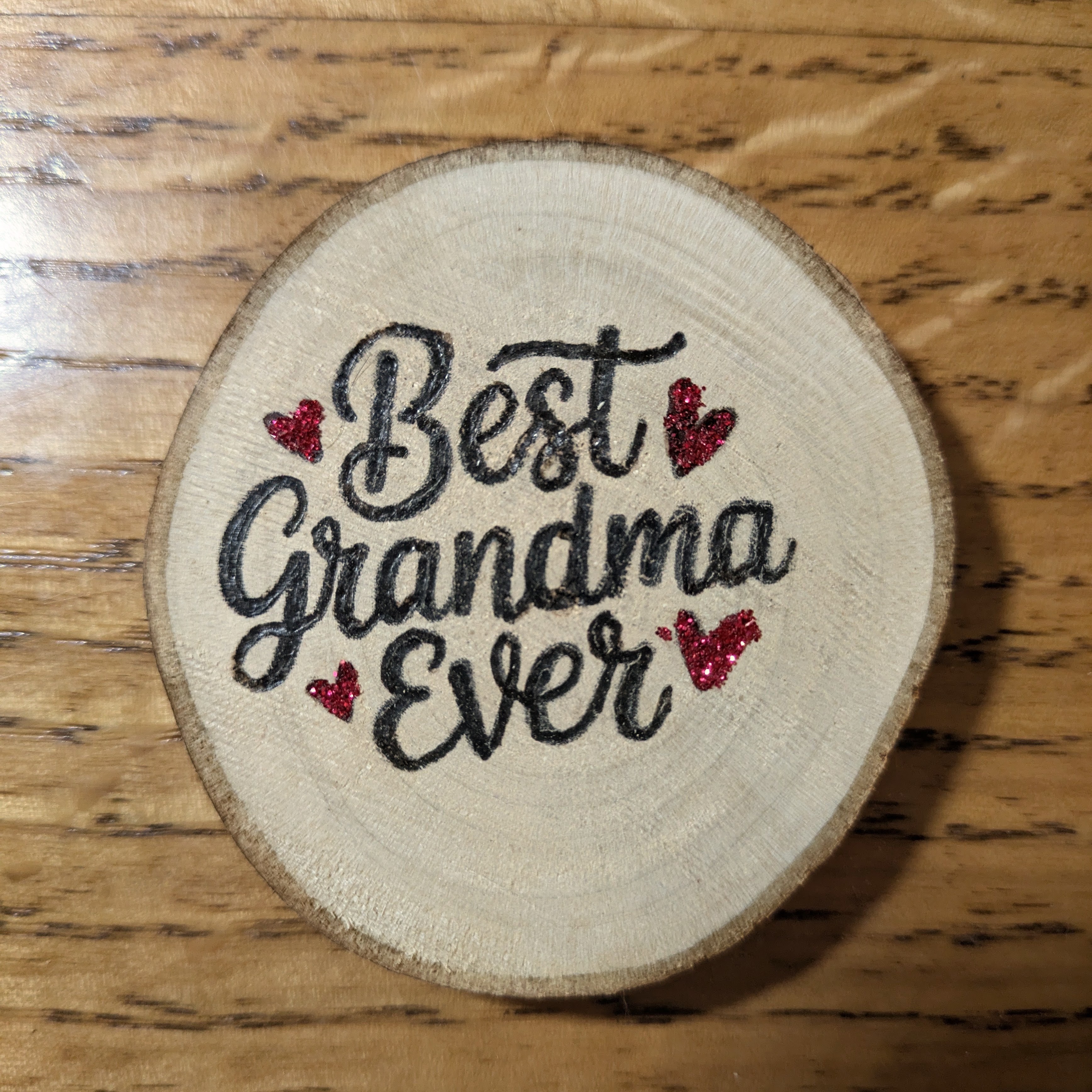 Hand burned personalized wood slice keepsake